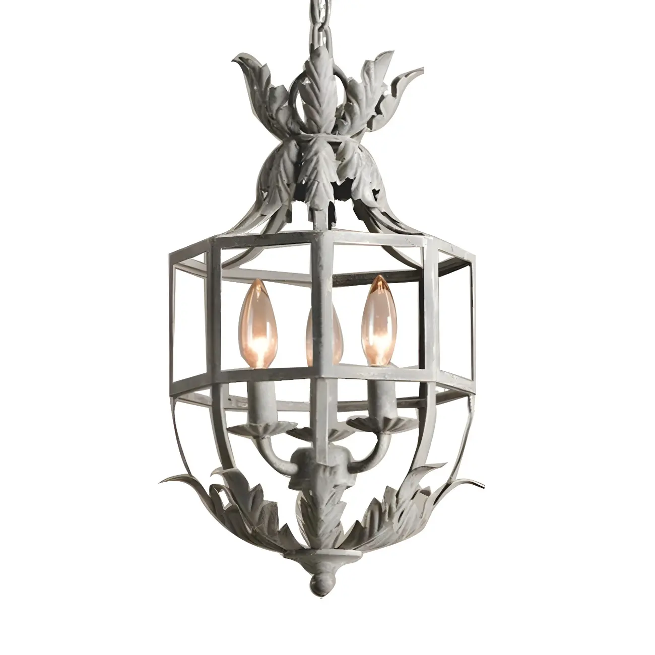 Classic Industrial Gray Lantern Candelabra Chandelier Image - 7 | homeyfad