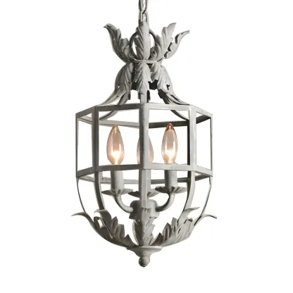 Classic Industrial Gray Lantern Candelabra Chandelier Image - 7