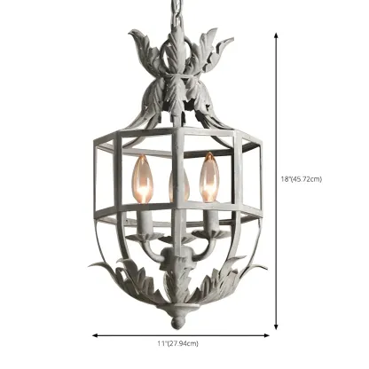 Classic Industrial Gray Lantern Candelabra Chandelier Image - 8