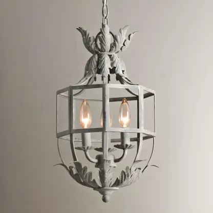 Classic Industrial Gray Lantern Candelabra Chandelier Image - 9
