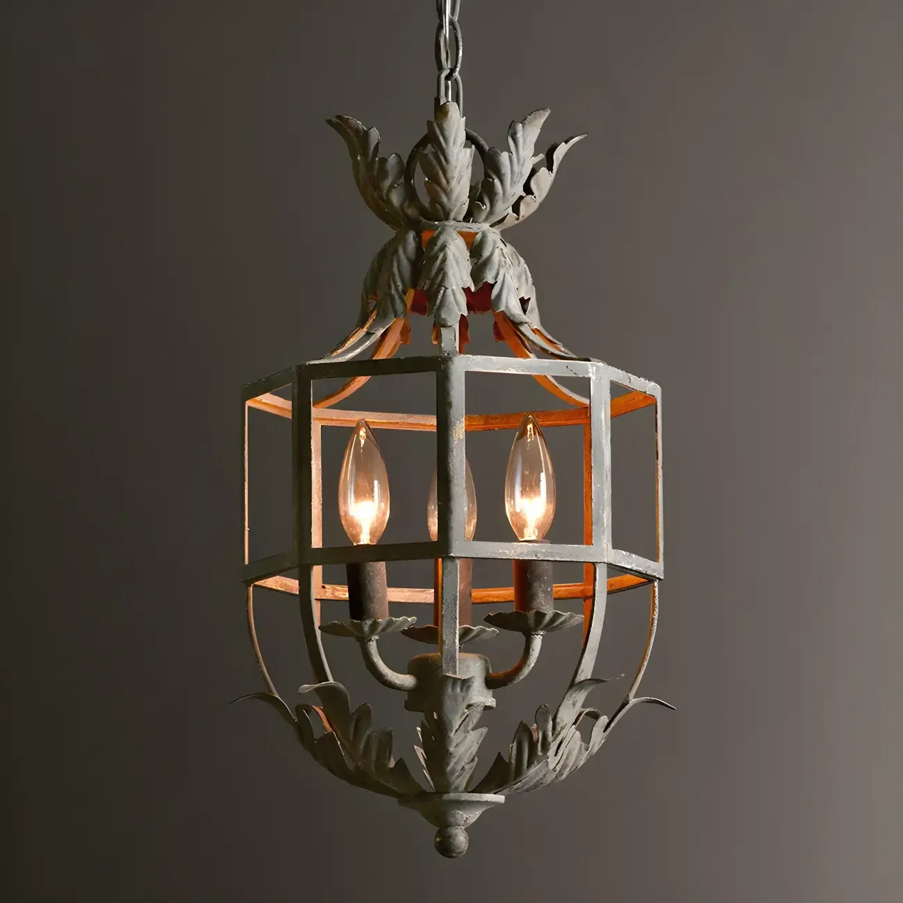Classic Industrial Gray Lantern Candelabra Chandelier Image - 10