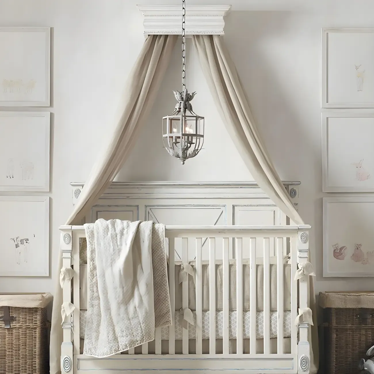 Classic Industrial Gray Lantern Candelabra Chandelier Image - 2