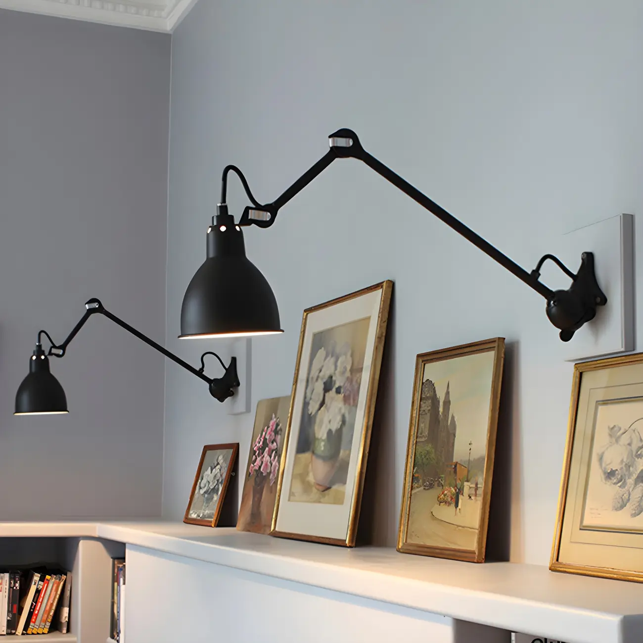 Industrial Metal Black Adjustable Swing Arm Wall Light Image - 1 | homeyfad
