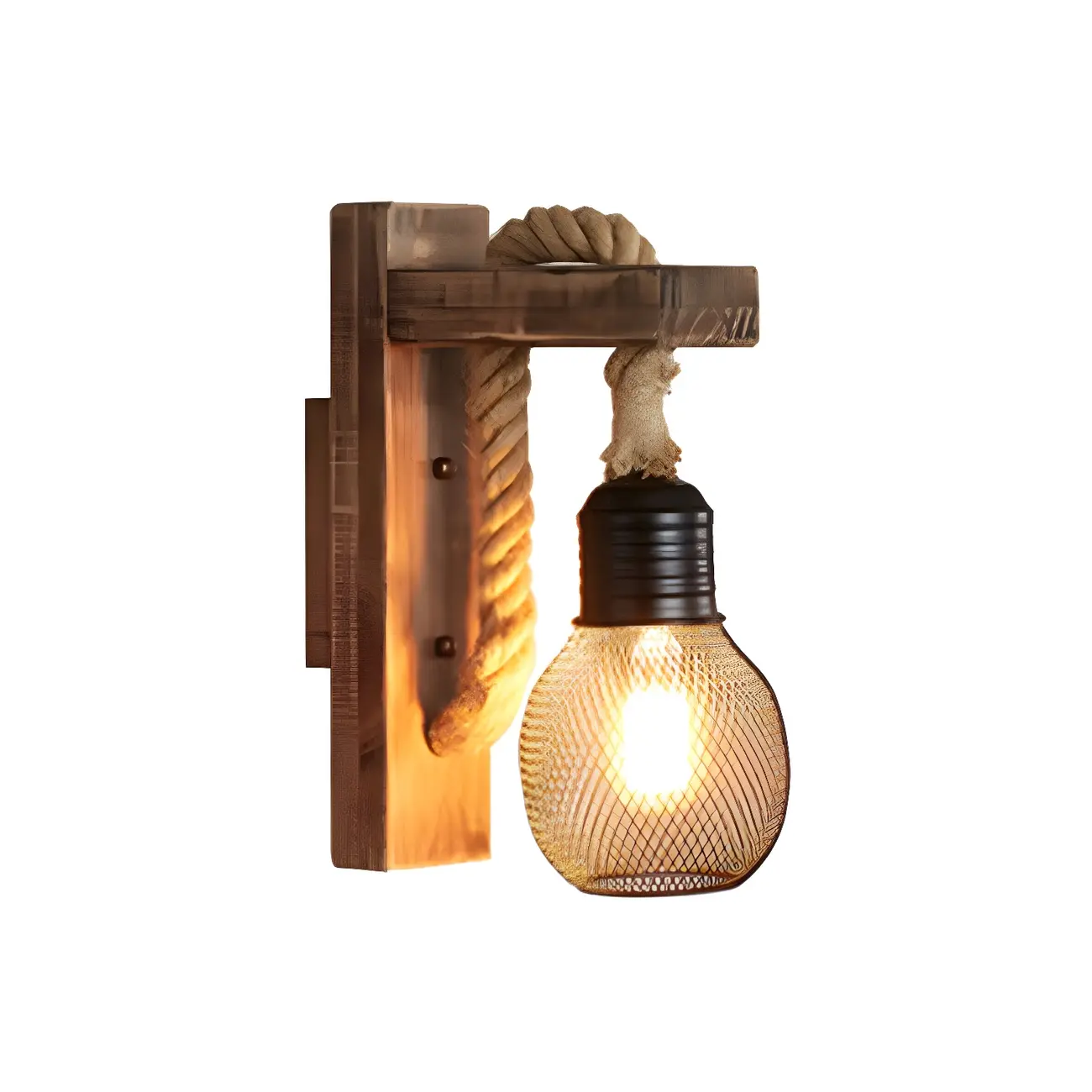 Vintage Industrial Rope Wall Light for Rustic Decor Image - 3 | homeyfad