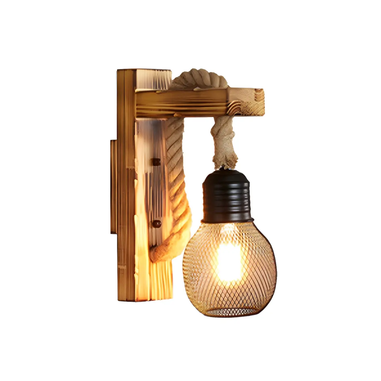 Vintage Industrial Rope Wall Light for Rustic Decor Image - 5 | homeyfad