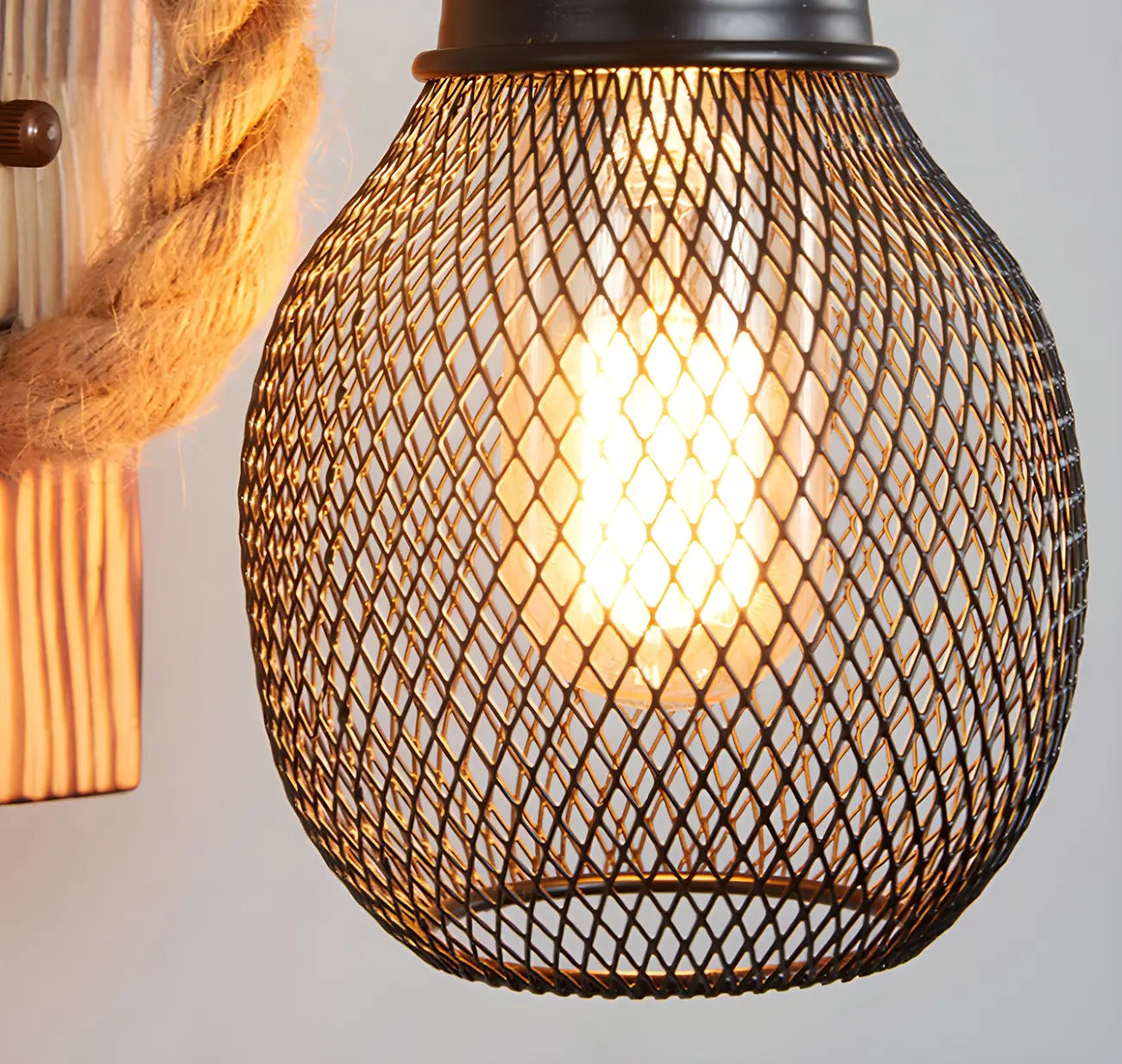 Vintage Industrial Rope Wall Light for Rustic Decor Image - 14 | homeyfad
