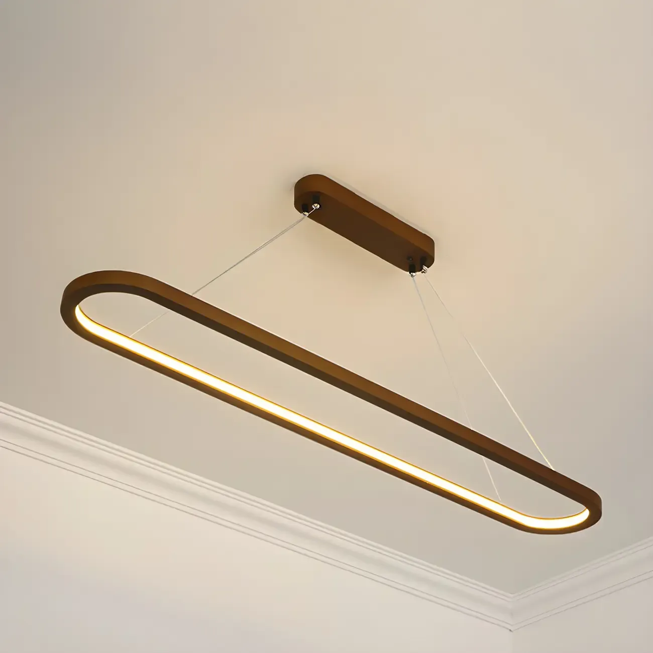 Modern Wood Oval Island Pendant Light for Kitchen Image - 8