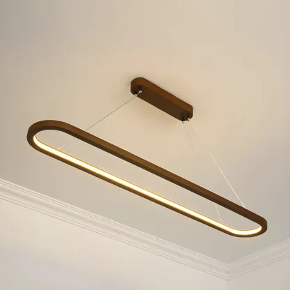 Modern Wood Oval Island Pendant Light for Kitchen Image - 8