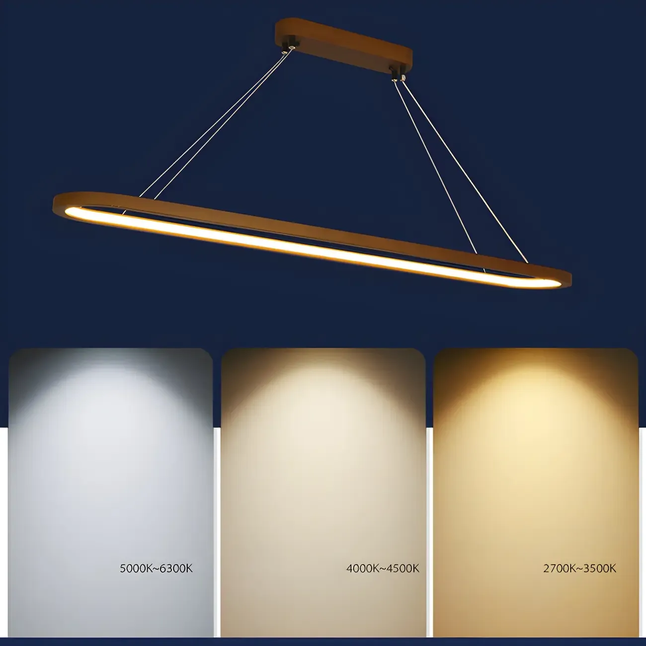 Modern Wood Oval Island Pendant Light for Kitchen Image - 12