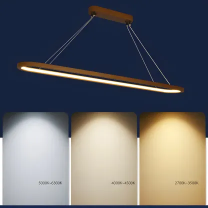 Modern Wood Oval Island Pendant Light for Kitchen Image - 12