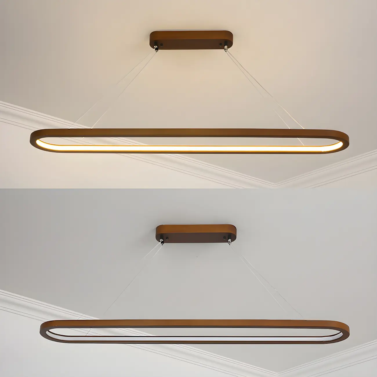 Modern Wood Oval Island Pendant Light for Kitchen Image - 11 | homeyfad