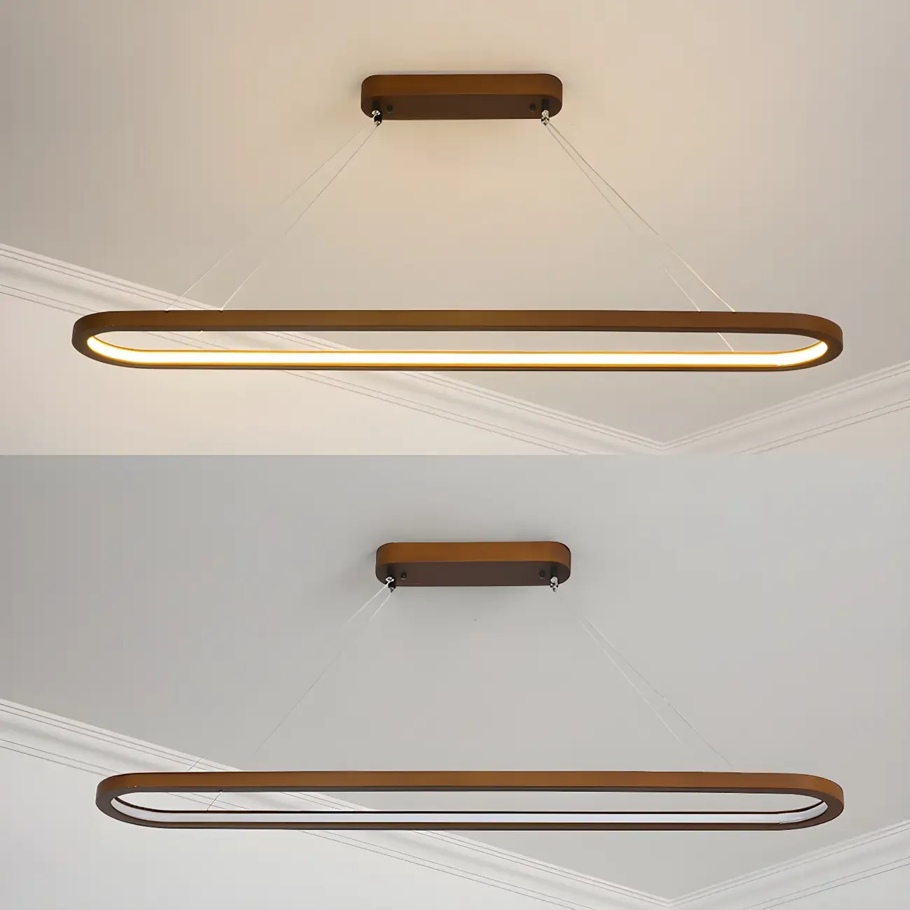 Modern Wood Oval Island Pendant Light for Kitchen Image - 11