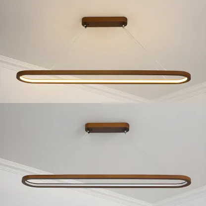 Modern Wood Oval Island Pendant Light for Kitchen Image - 11