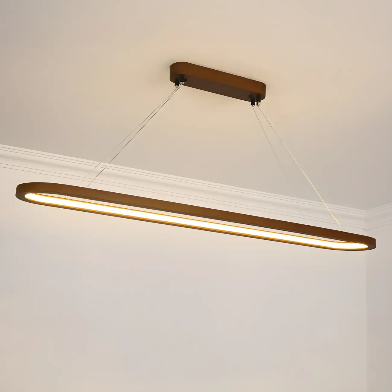 Modern Wood Oval Island Pendant Light for Kitchen Image - 5