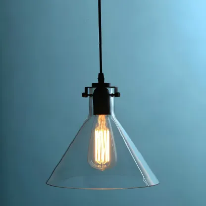 Industrial Clear Glass Mini Pendant Light for Corridor Image - 3