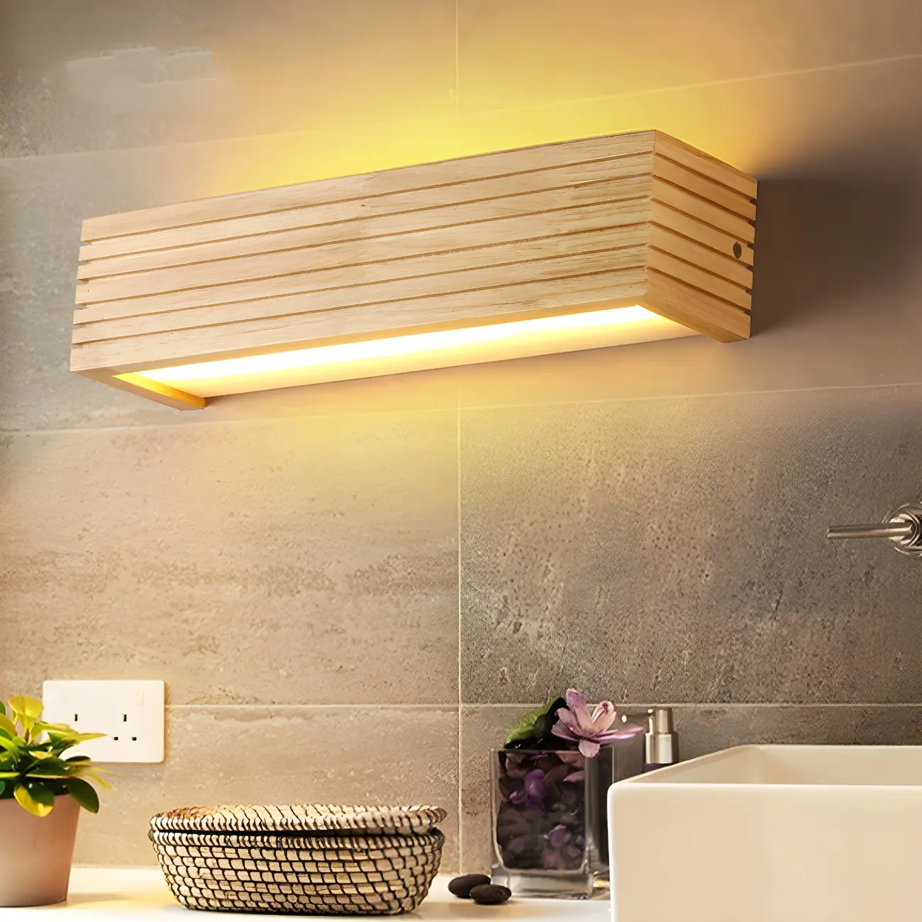  Wooden Modern Bathroom Vanity Light with Integrated LED Image - 5 | homeyfad