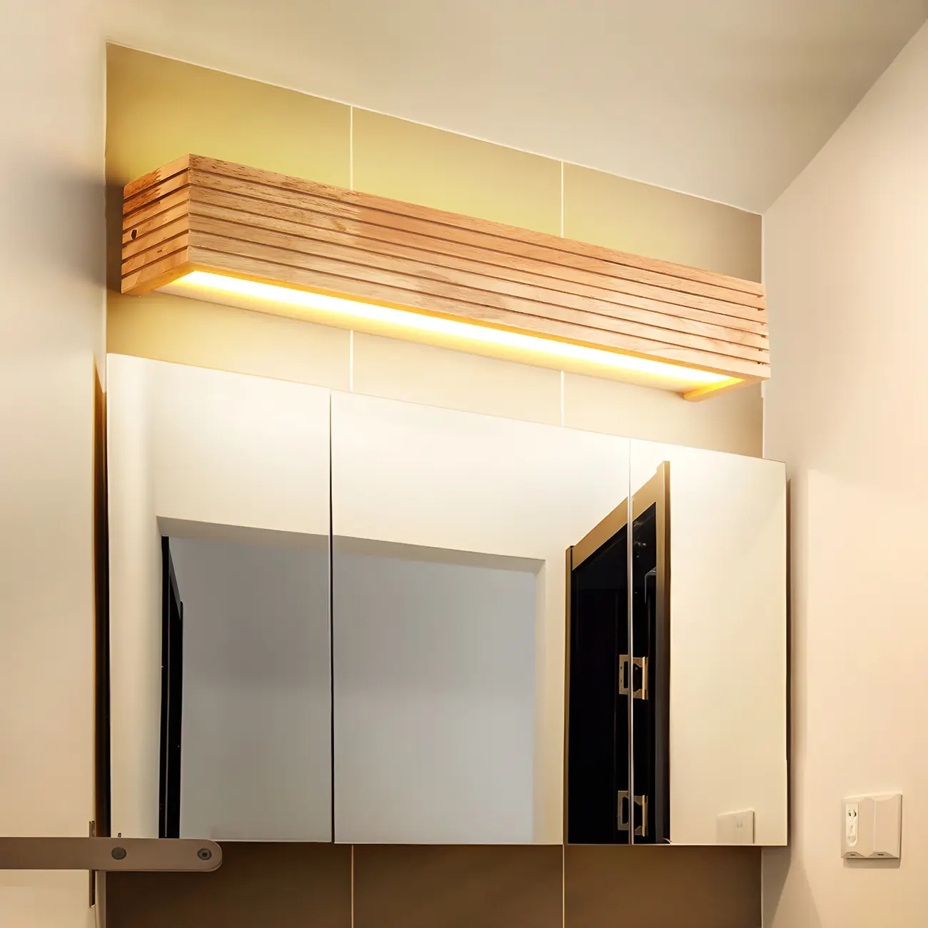  Wooden Modern Bathroom Vanity Light with Integrated LED Image - 3 | homeyfad