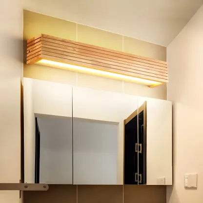 Wooden Modern Bathroom Vanity Light with Integrated LED Image - 3