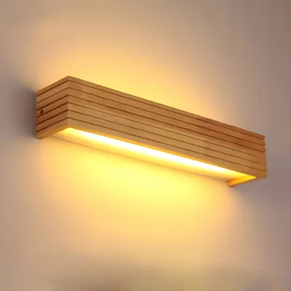  Wooden Modern Bathroom Vanity Light with Integrated LED Image - 6