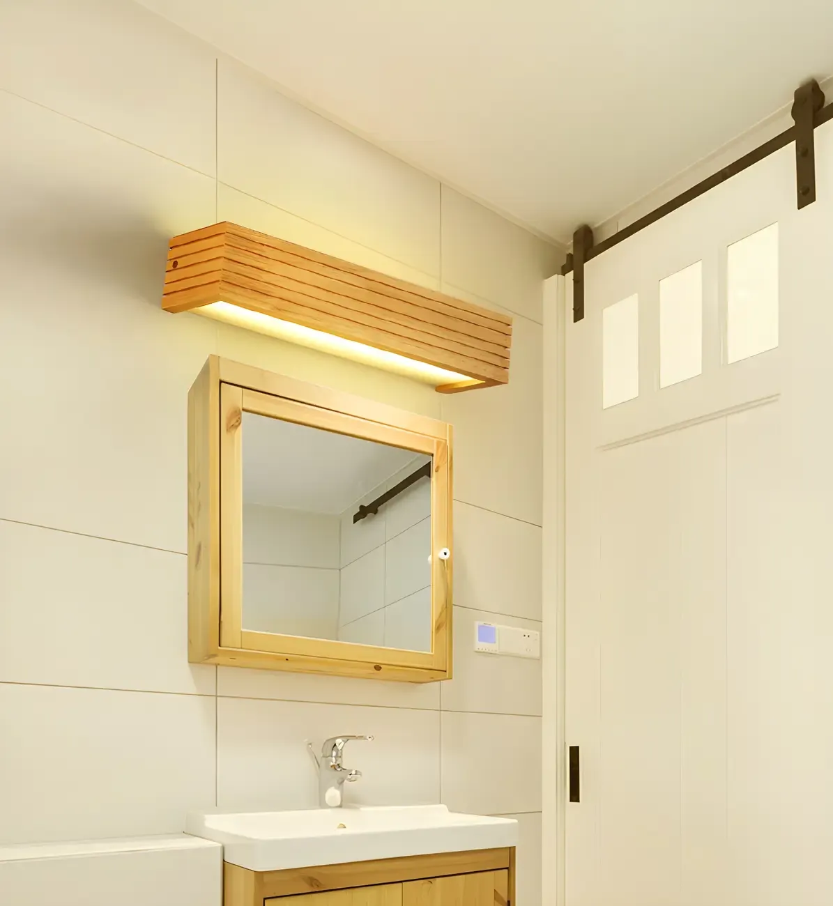  Wooden Modern Bathroom Vanity Light with Integrated LED Image - 13