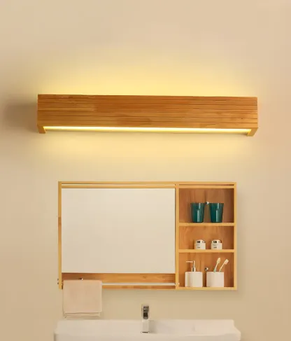  Wooden Modern Bathroom Vanity Light with Integrated LED Image - 14