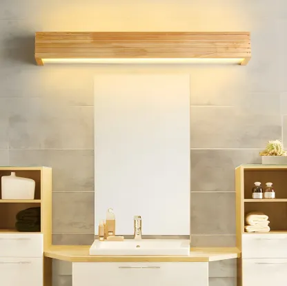  Wooden Modern Bathroom Vanity Light with Integrated LED Image - 1