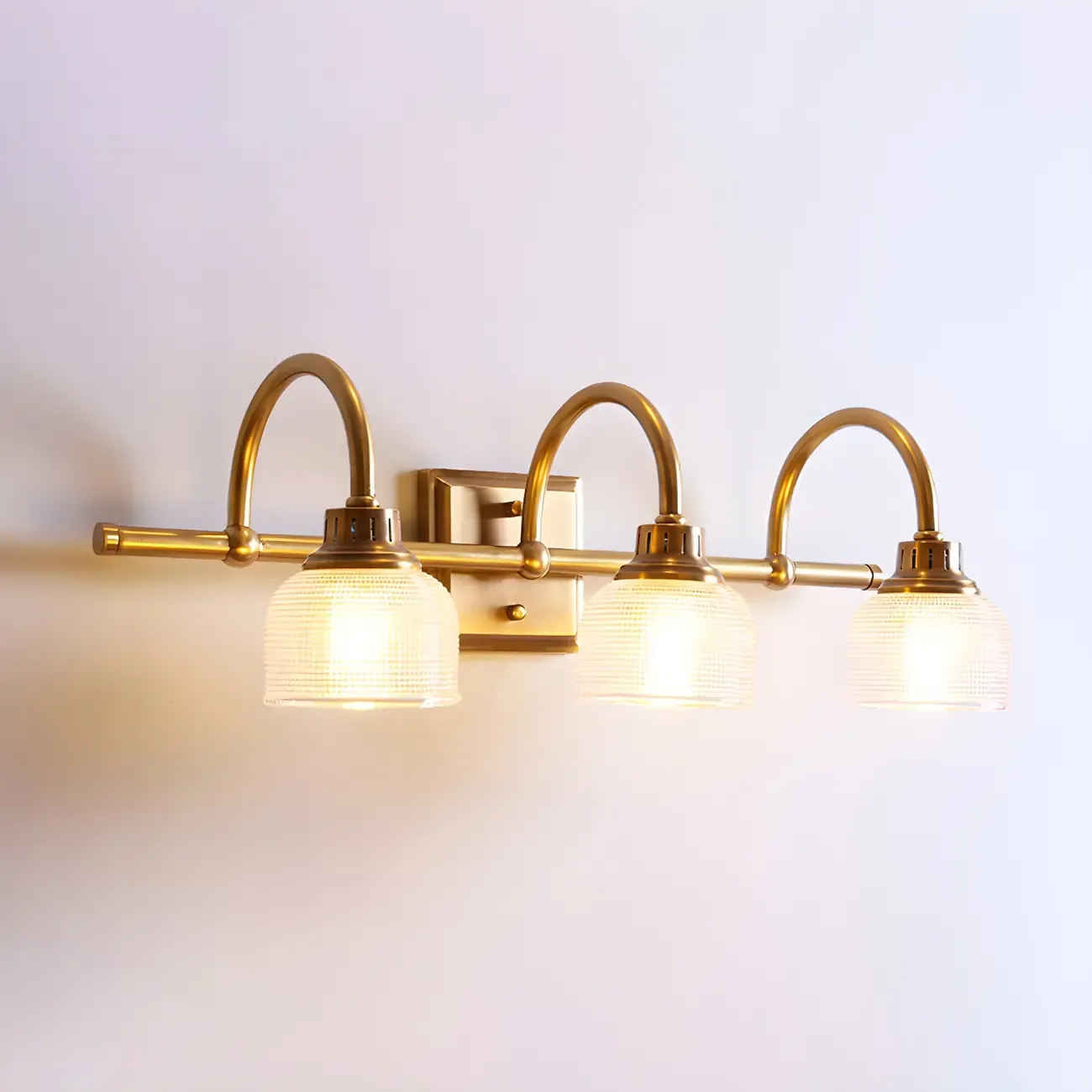 Glam Brass Vanity Lights with Prismatic Glass Shade for Bathroom Image - 4