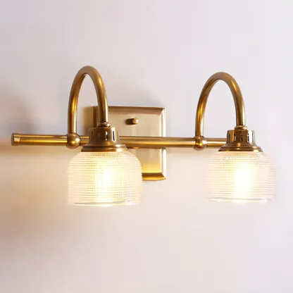 Glam Brass Vanity Lights with Prismatic Glass Shade for Bathroom Image - 3