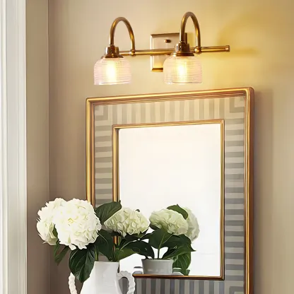 Glam Brass Vanity Lights with Prismatic Glass Shade for Bathroom Image - 5