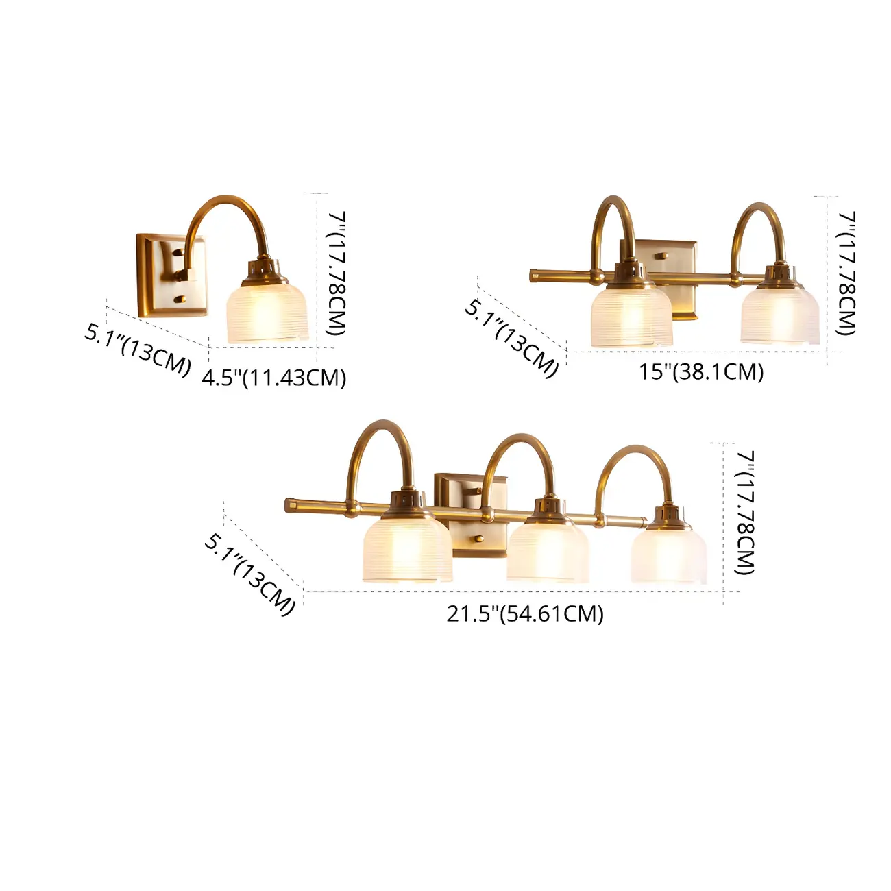 Glam Brass Vanity Lights with Prismatic Glass Shade for Bathroom Image - 9 | homeyfad