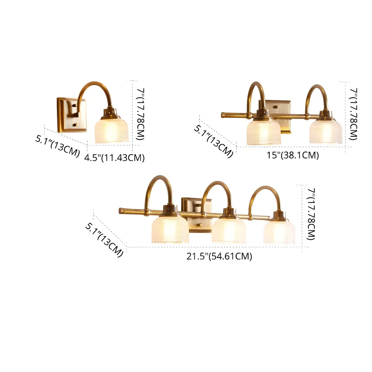 Glam Brass Vanity Lights with Prismatic Glass Shade for Bathroom Image - 9