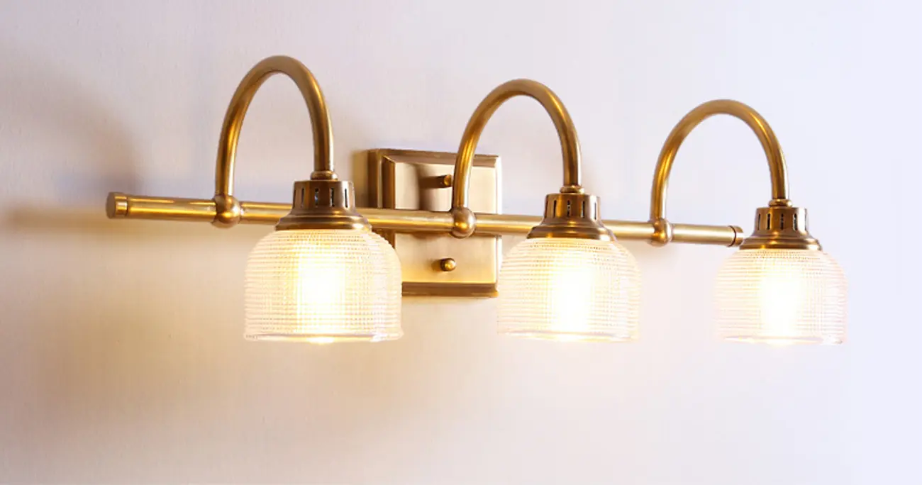 Glam Brass Vanity Lights with Prismatic Glass Shade for Bathroom Image - 10 | homeyfad