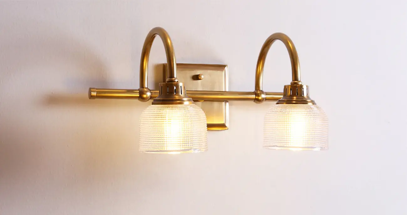 Glam Brass Vanity Lights with Prismatic Glass Shade for Bathroom Image - 11 | homeyfad