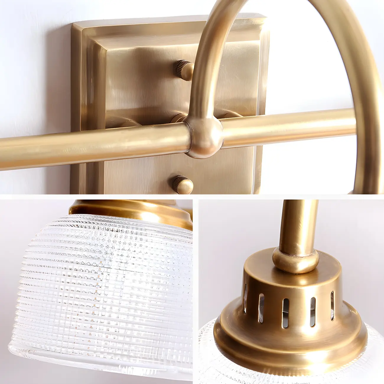 Glam Brass Vanity Lights with Prismatic Glass Shade for Bathroom Image - 16 | homeyfad