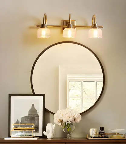 Glam Brass Vanity Lights with Prismatic Glass Shade for Bathroom Image - 18