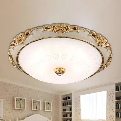 Gold Glass Dome Classic Flush Mount LED Ceiling Light Image - 2