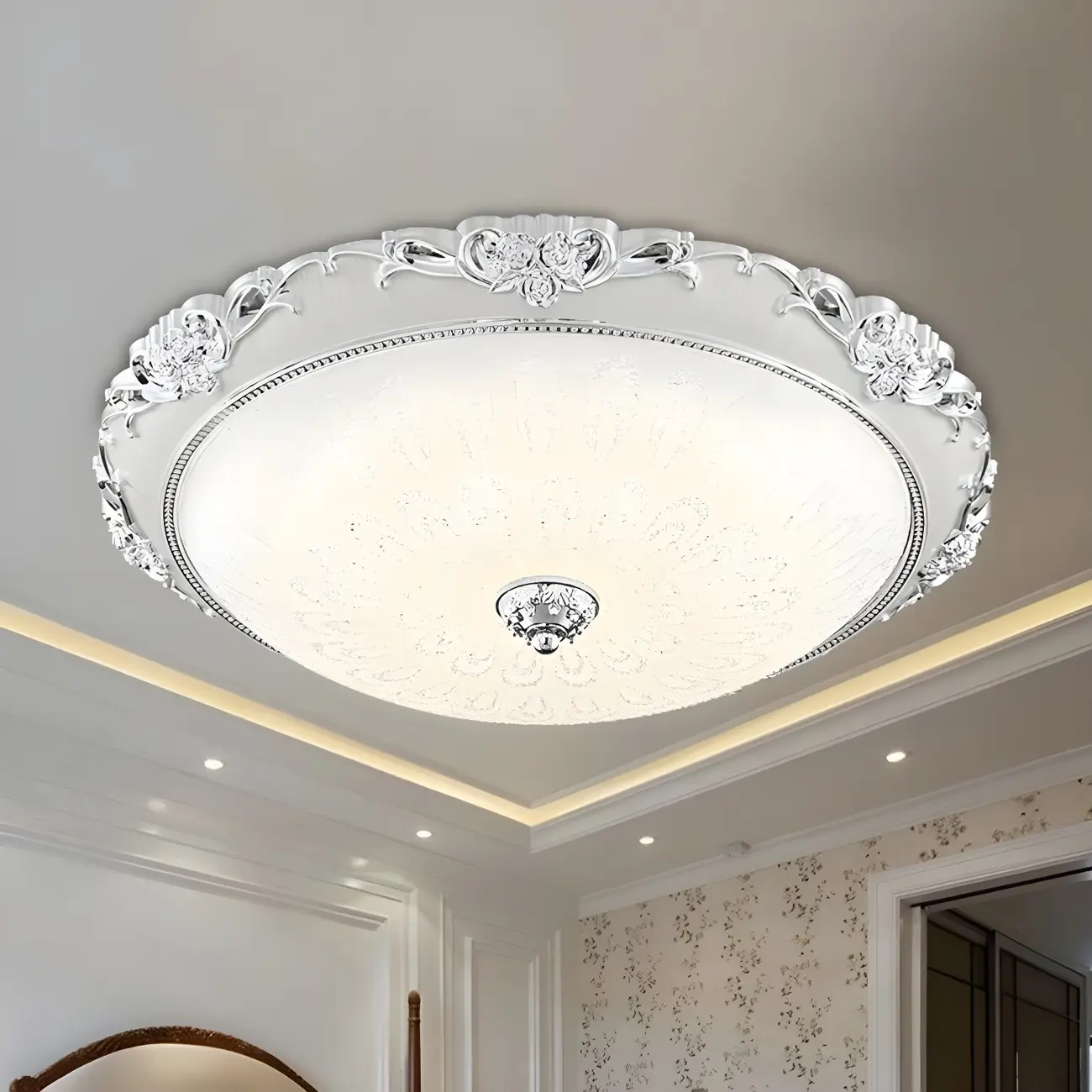 Gold Glass Dome Classic Flush Mount LED Ceiling Light Image - 11 | homeyfad
