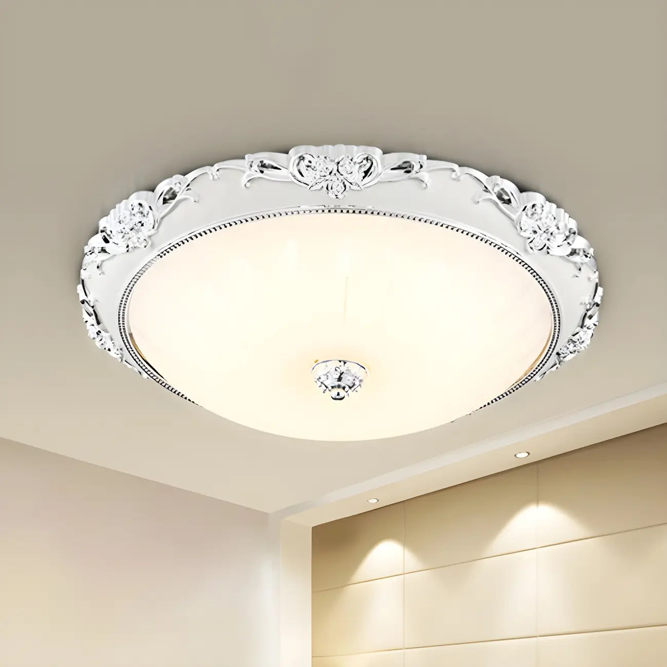 Gold Glass Dome Classic Flush Mount LED Ceiling Light Image - 12 | homeyfad