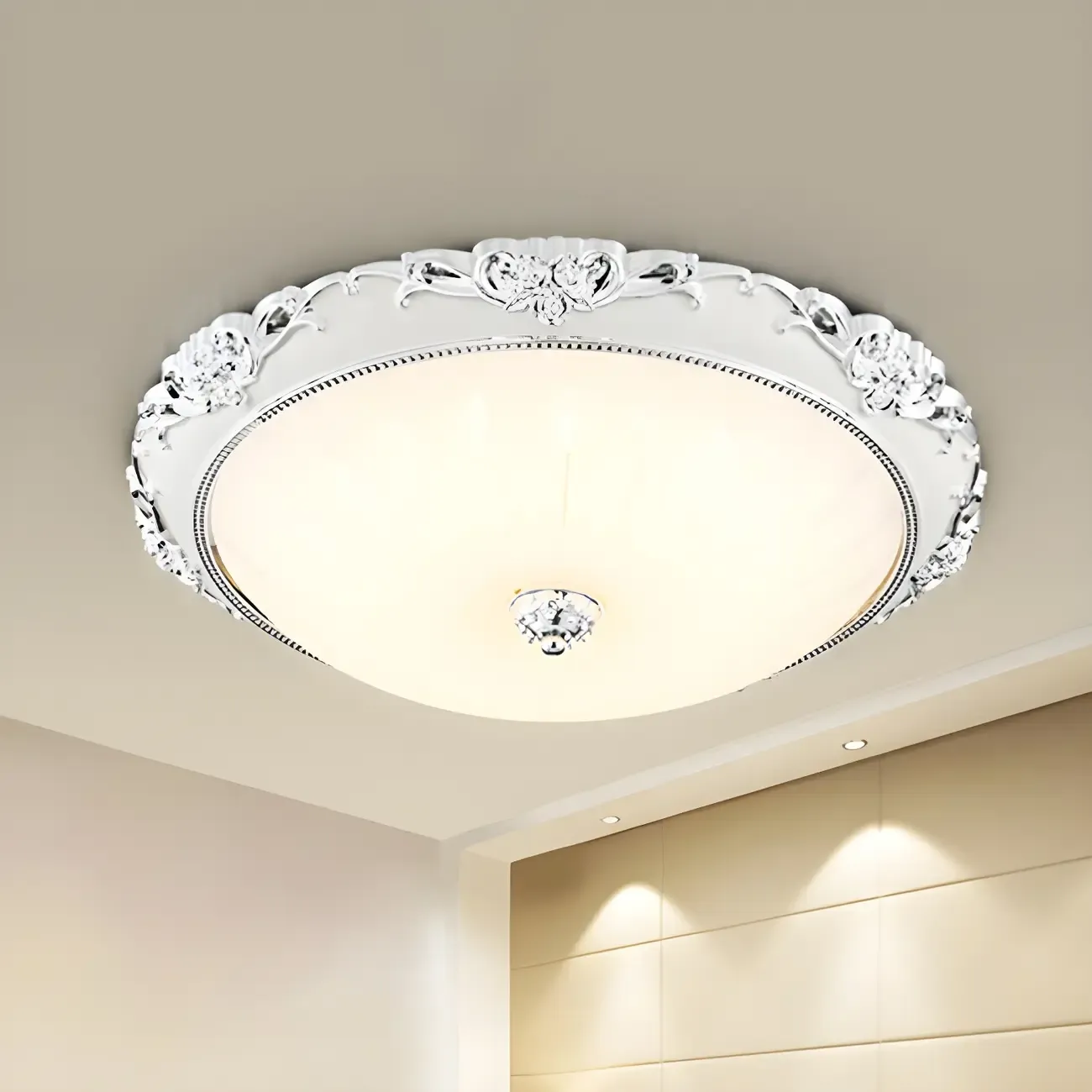 Gold Glass Dome Classic Flush Mount LED Ceiling Light Image - 12