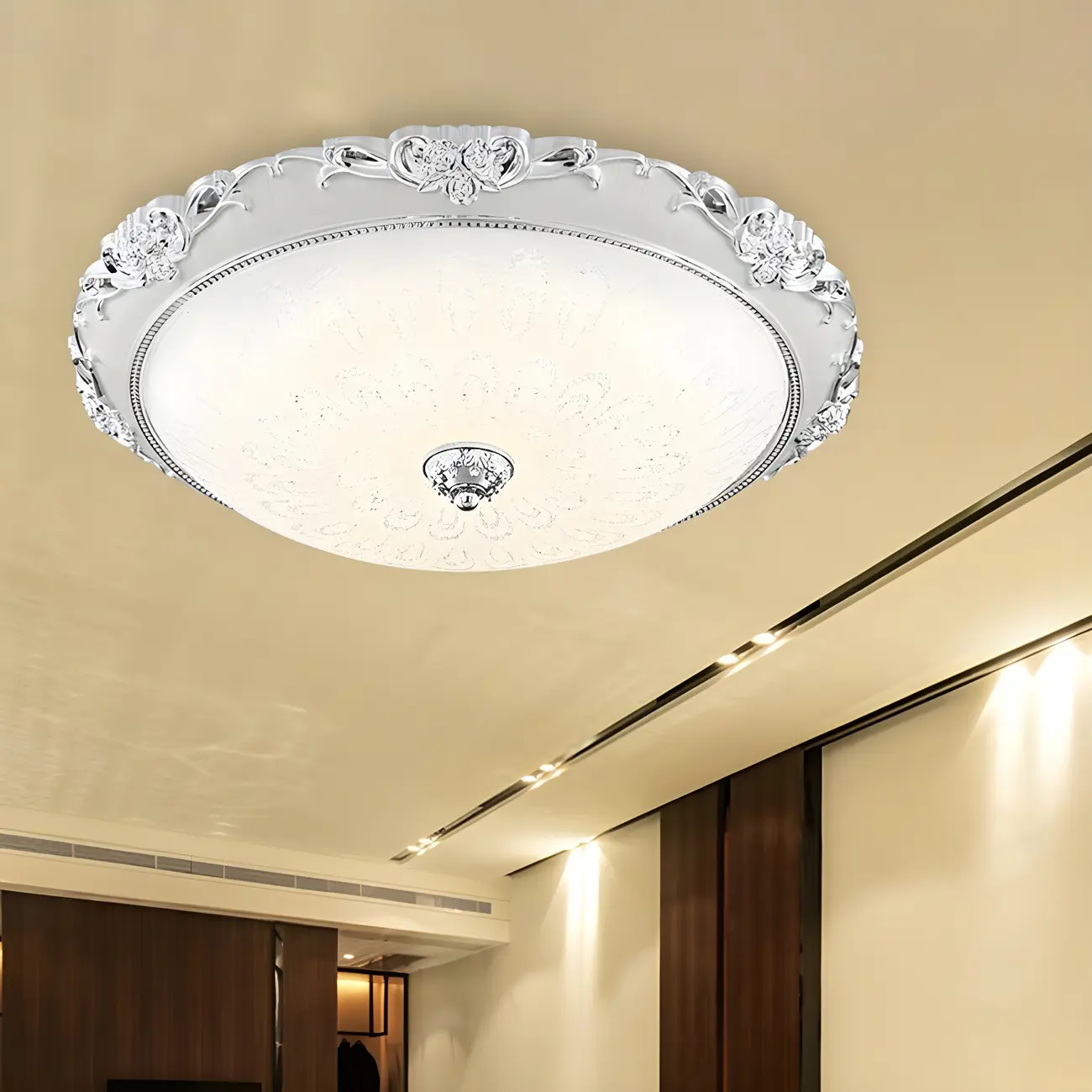 Gold Glass Dome Classic Flush Mount LED Ceiling Light Image - 13 | homeyfad