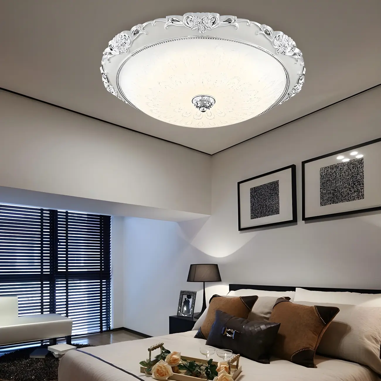 Gold Glass Dome Classic Flush Mount LED Ceiling Light Image - 14 | homeyfad