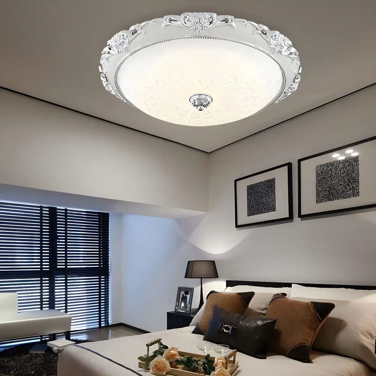 Gold Glass Dome Classic Flush Mount LED Ceiling Light Image - 14