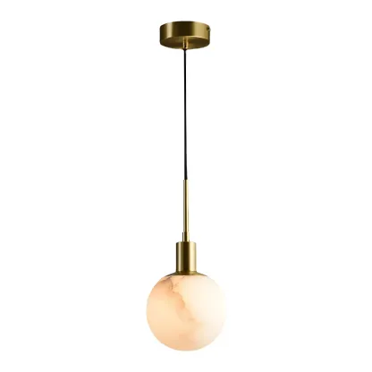 Minimalistic Alabaster White Bell Globe Pendant Light Image - 8