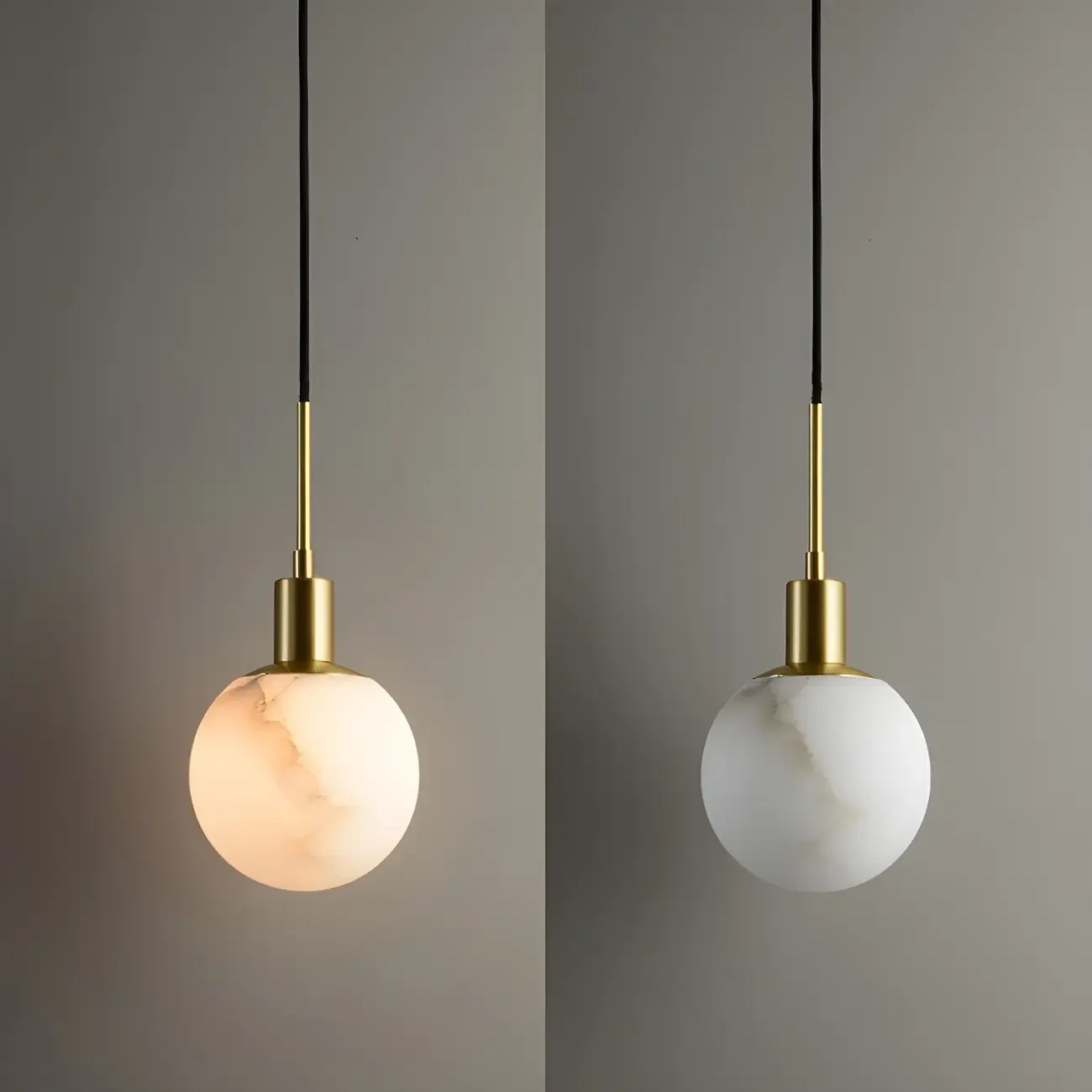 Minimalistic Alabaster White Bell Globe Pendant Light Image - 10