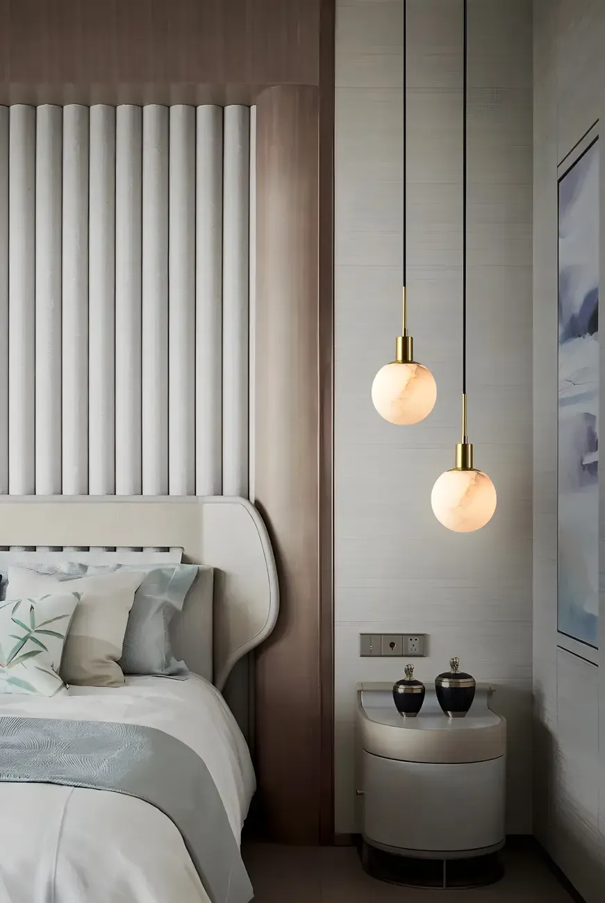 Minimalistic Alabaster White Bell Globe Pendant Light Image - 16