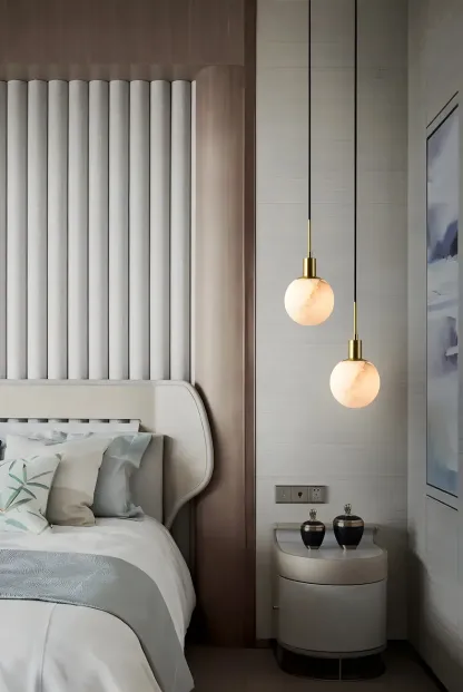 Minimalistic Alabaster White Bell Globe Pendant Light Image - 16