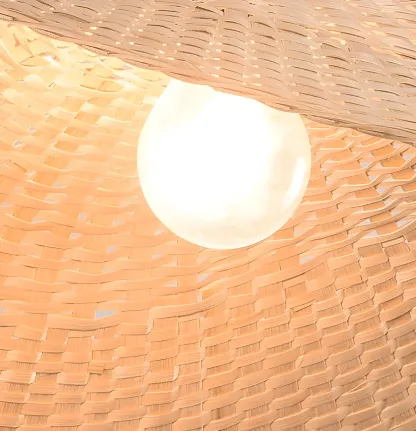Bamboo Oriental Pendant Light Hanging Fixture for Indoor Image - 11
