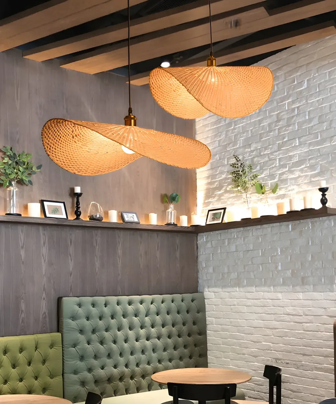 Bamboo Oriental Pendant Light Hanging Fixture for Indoor Image - 16