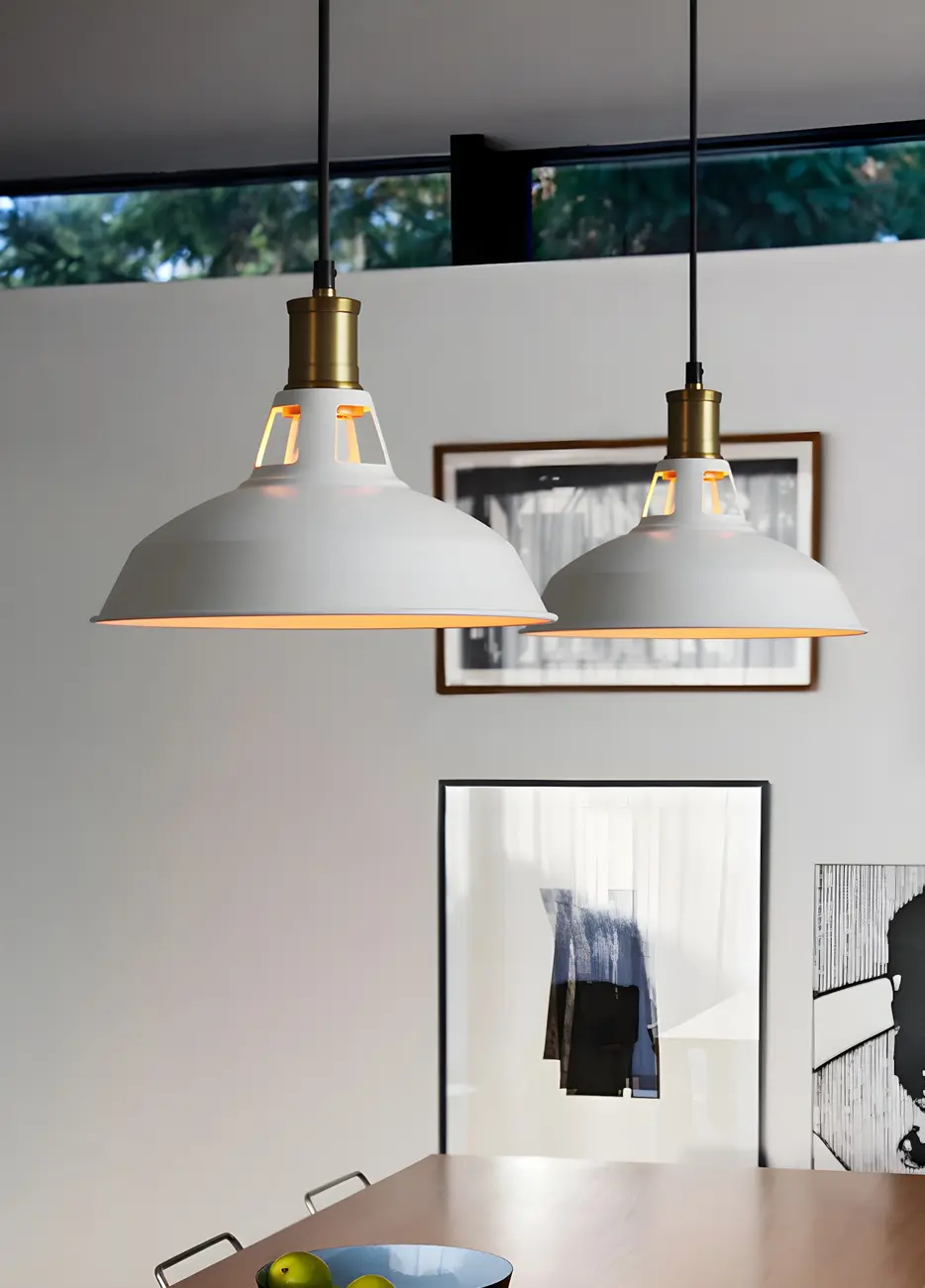 Industrial 1-Light Black Gold Iron Barn Pendant Light Image - 17 | homeyfad