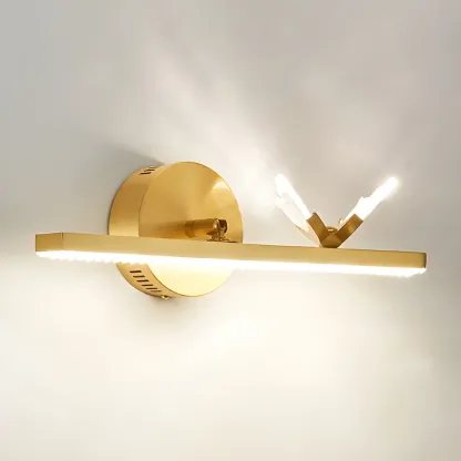 Elegant Linear LED Vanity Light with Gold Accent for Bathroom Image - 3